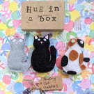 Cat, hug in a box, black cat, grey cat, calico cat, cat gift 