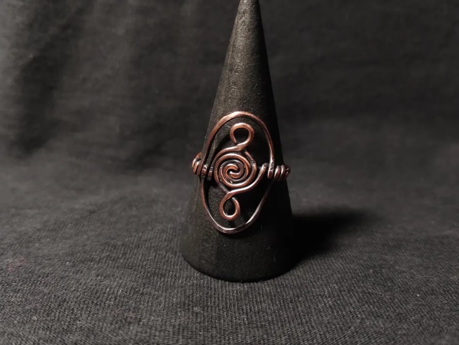 Viking Style Copper Statement Ring - Size L