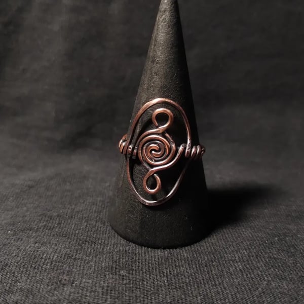 Viking Style Copper Statement Ring - Size L