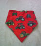 Dribble Bib with Tractors on a Red Background - Image 1