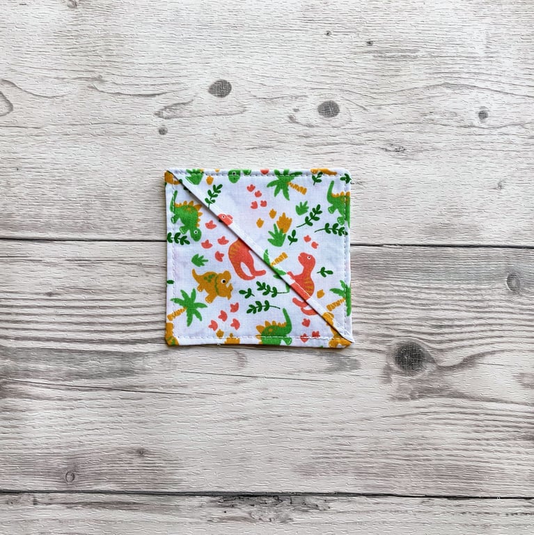 Dinosaurs white poly cotton fabric corner bookmark. Book lovers gift. 