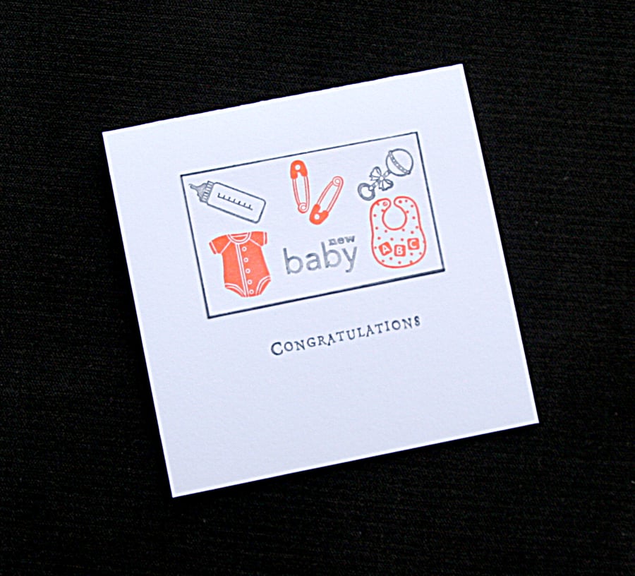 Contemporary New Baby Congrats. - Handcrafted New Baby Card - dr170045