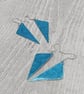 Aluminium Geometric Triangular Drop Earrings - Blue Metal Paint - 925 Ear wires - Image 1