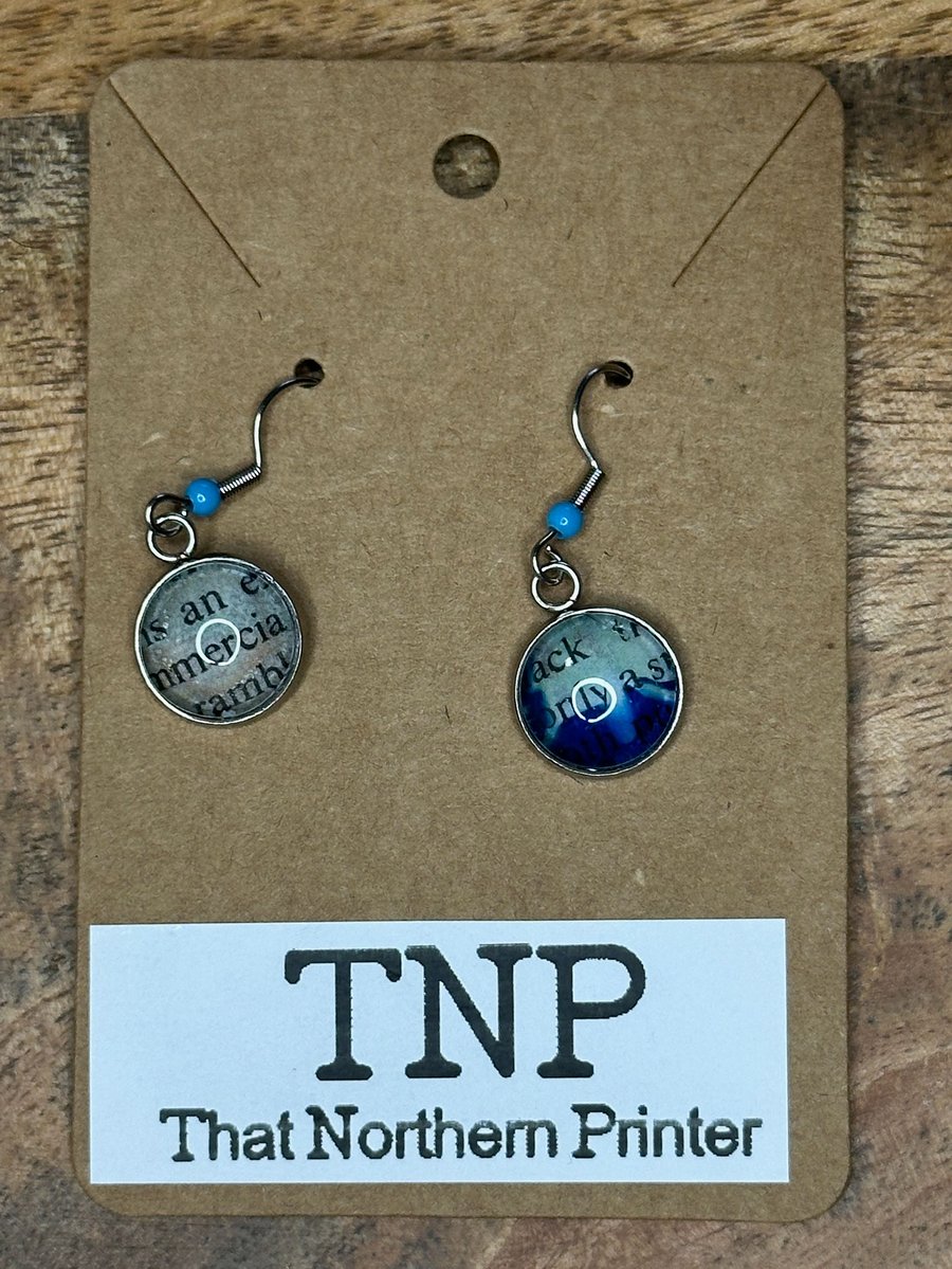 Cyanotype drop earrings