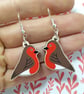 Robin Dangle Earrings, Wooden Dangly, Silver Plated or Sterling Silver Hooks - Image 2