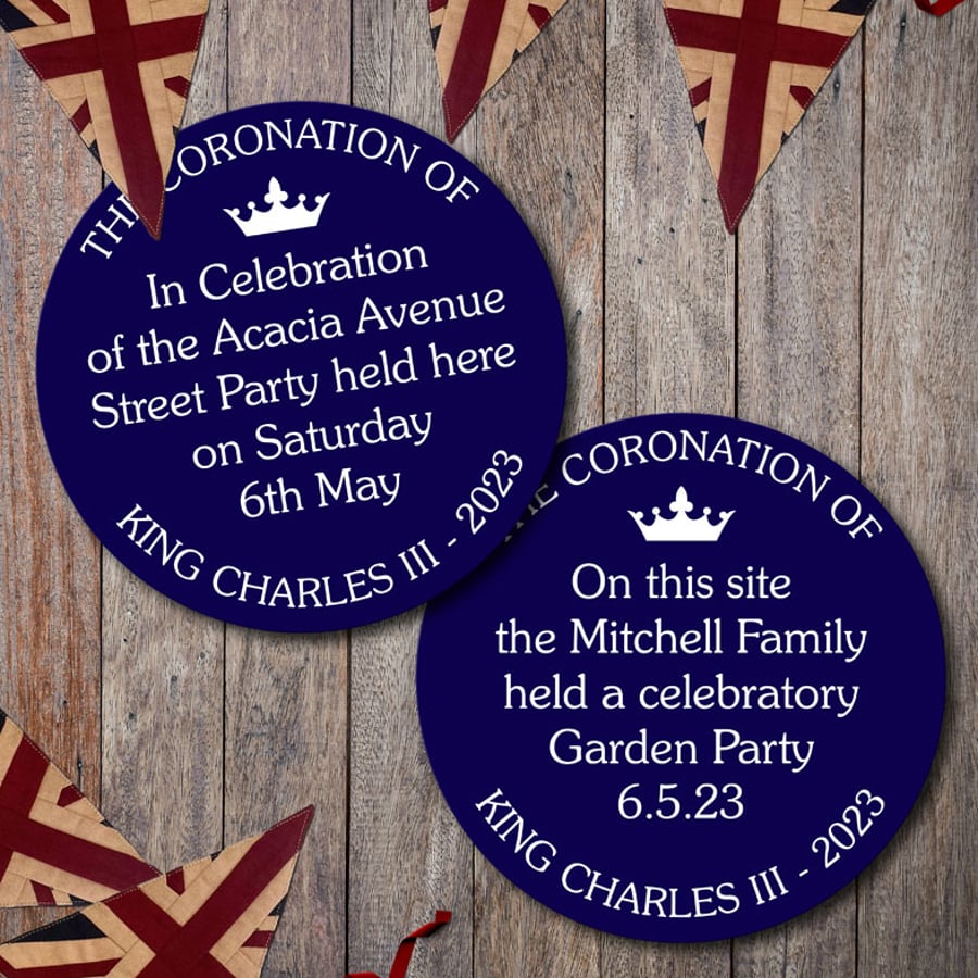 Personalised Coronation Blue Heritage Plaque