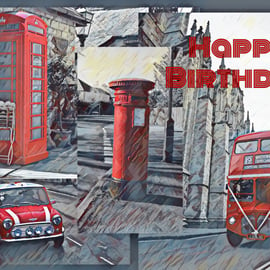 Iconic British Symbols Greeting Card A5 