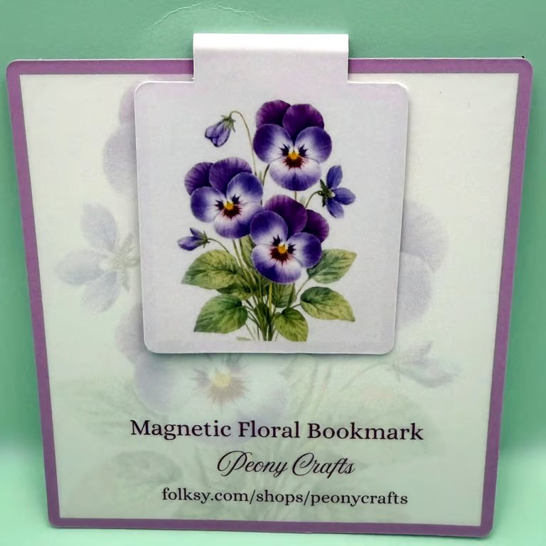 Violet Magnetic Bookmark - Botanical Floral Bookmark - Spring Page Marker
