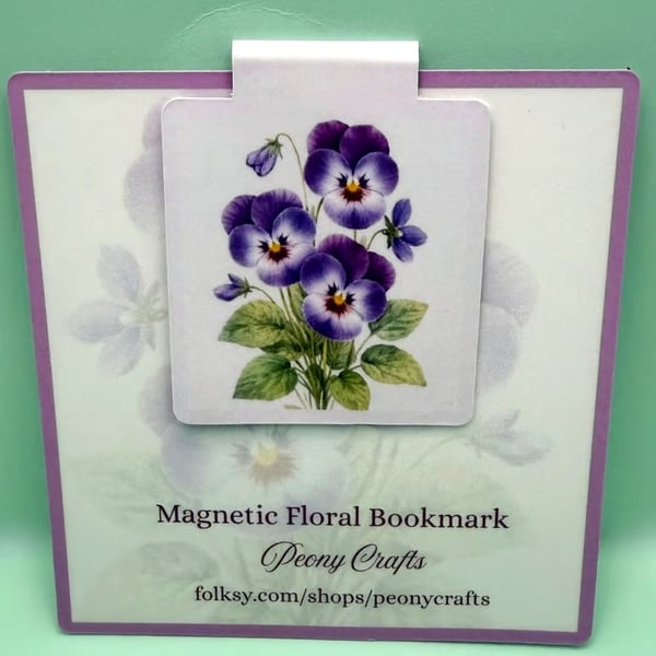 Violet Magnetic Bookmark - Botanical Floral Bookmark - Spring Page Marker