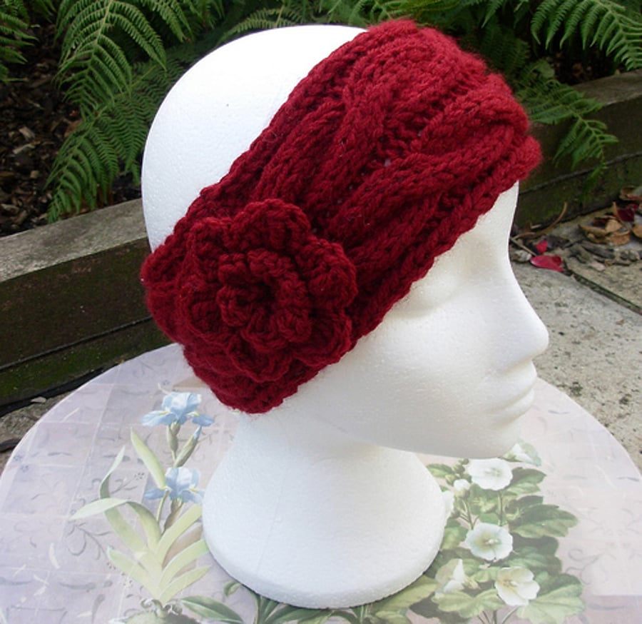 Ear Warmers Ski Band Head Band Adults Dark Red
