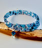Blue Czech Glass Memory Wire Wrap Bracelet - Birthday, Anniversary, Gift For Her - Image 4