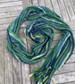 Handwoven statement scarf in shades of lime green and blue - Image 2