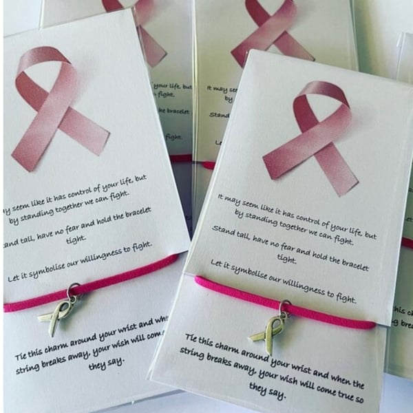Breast cancer awareness suede effect corded bracelet 