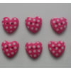 30 x 2-Hole Resin Buttons - Polka Dot - Heart - 15mm - Bright Pink