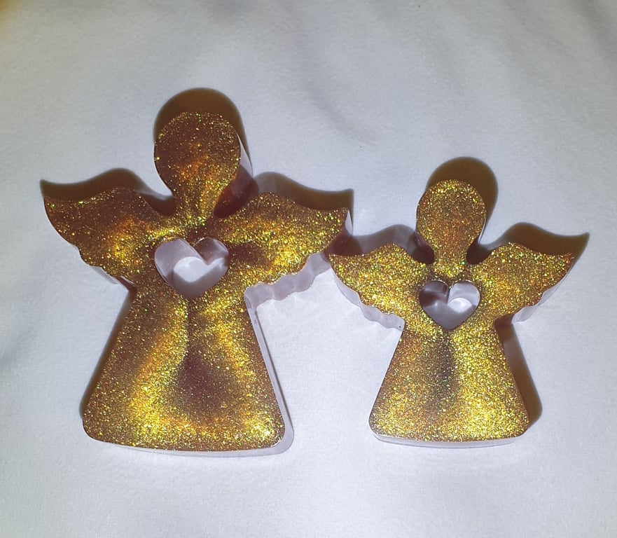 Large & Small Golden Angel Christmas Decorations