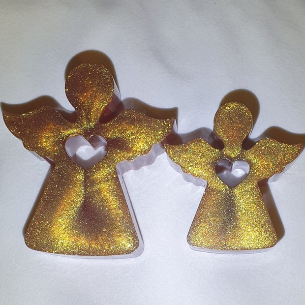 Large & Small Golden Angel Christmas Decorations
