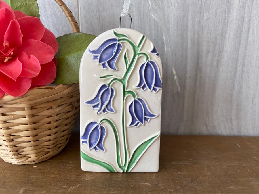 Small bluebell pottery hanging decoration