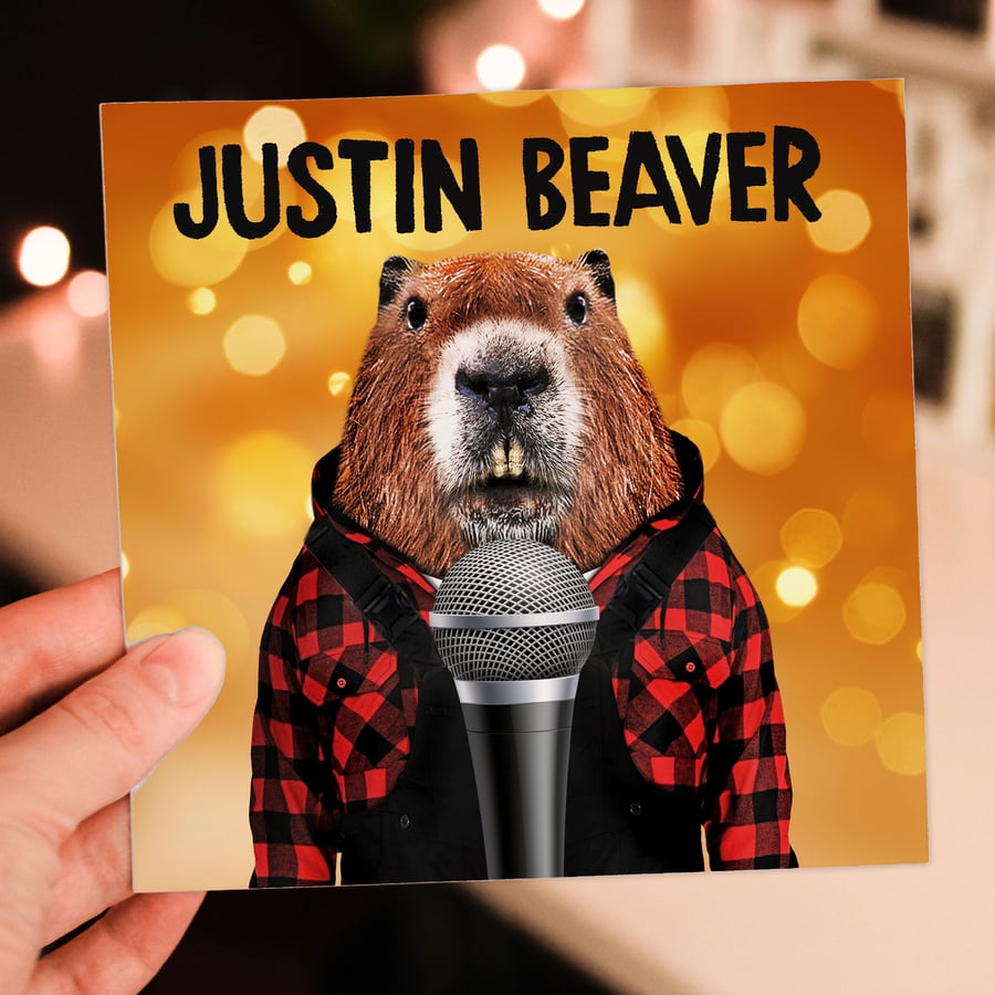 Beaver birthday card: Justin Beaver - Animalyser