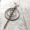 Copper shawl pin spiral