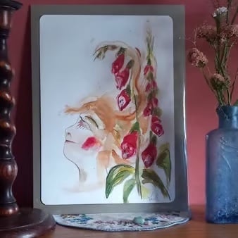 Summer girl foxglove painting  ' Lilith'