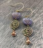 Czech Glass Flower Earrings. Purple Dahlia Flower Earrings. Bohemian Earrings - Image 4