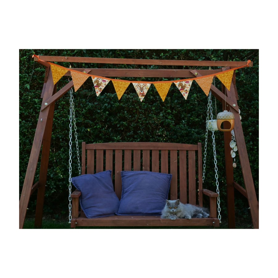 Autumn woodland animals - small bunting - reversible 