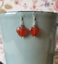 Red agate heart and sterling silver earrings  - Image 3