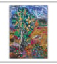 Framed landscape - textile landscape - tree - needlework - felted landscape