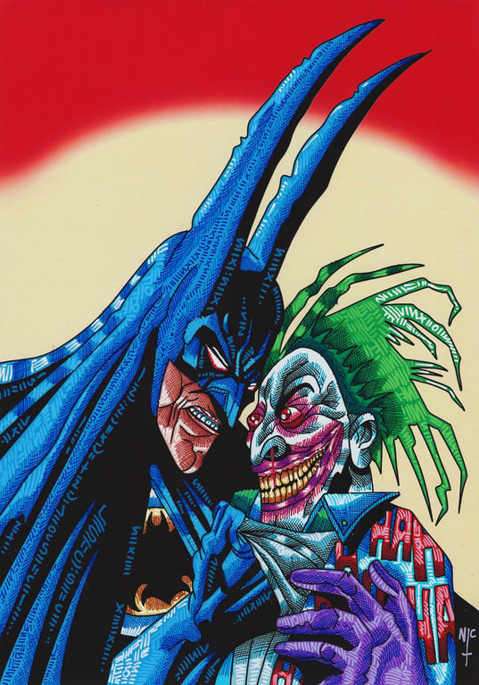 BATMAN AND JOKER COMIC FAN ART INKS