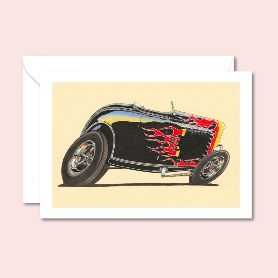 Classic Roadster Card: Illustrated Birthday Card - Car Lover Greetings