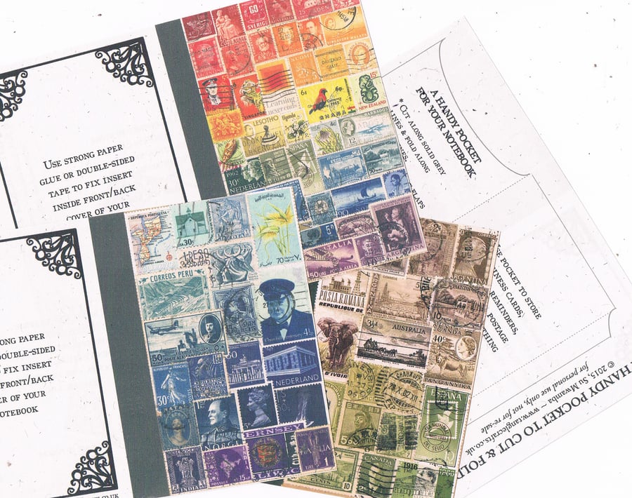 DIY Notebook Pockets, Set of 3 - Notebook Accessory - Cut & Fold, Make Your Own