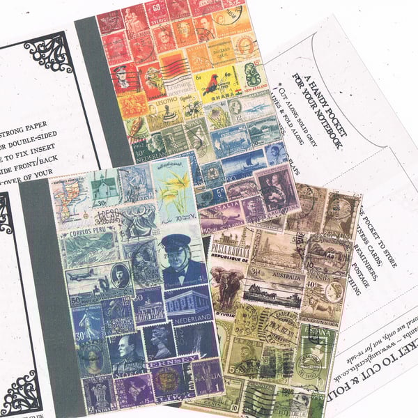 DIY Notebook Pockets, Set of 3 - Notebook Accessory - Cut & Fold, Make Your Own