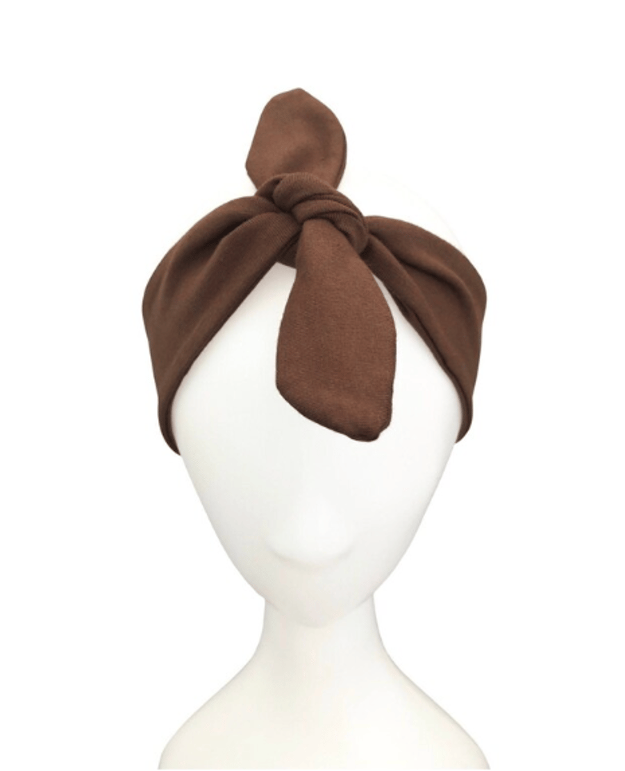 Headband UK, Brown Top Knot Headband, Hair Scarf Bandana, Knotted Headband