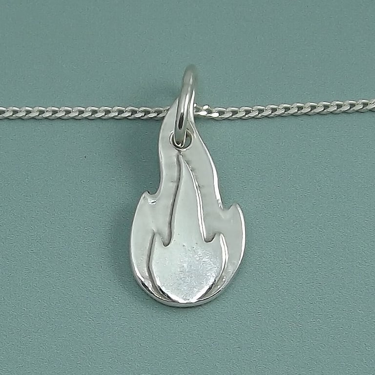 Petite Sterling Silver Flame Pendant – Renewal & Transformation Jewellery