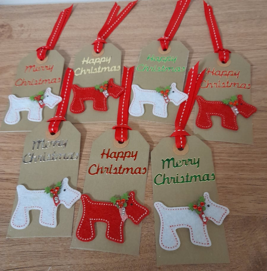 CHRISTMAS SCOTTIE DOG GIFT TAGS - SET OF 7