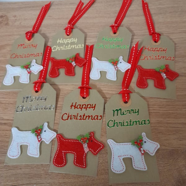 CHRISTMAS SCOTTIE DOG GIFT TAGS - SET OF 7