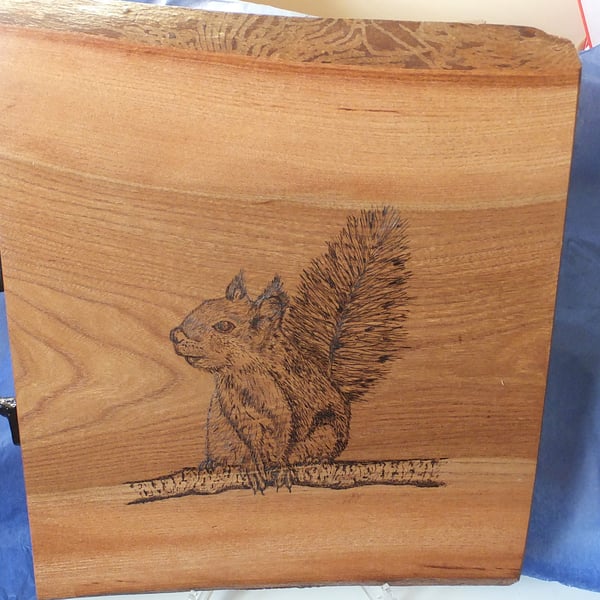Cutting board Serving board Squirrel on cherry wood chopping board