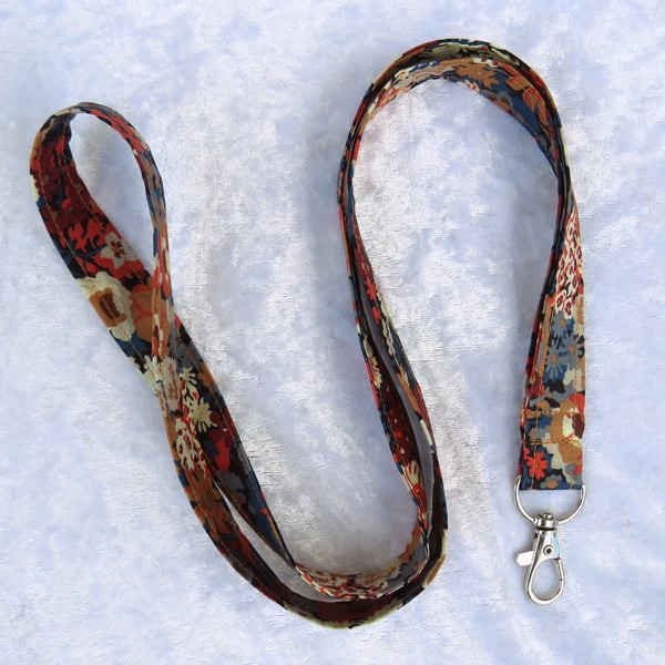 Liberty Tana Lawn lanyard, with swivel lobster clip, autumn, Fall
