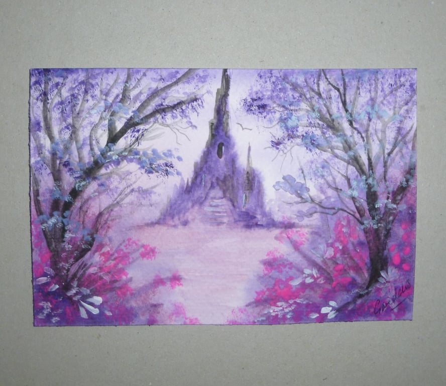 small watercolour original art fantasy painting ( ref FA 493 D1 )