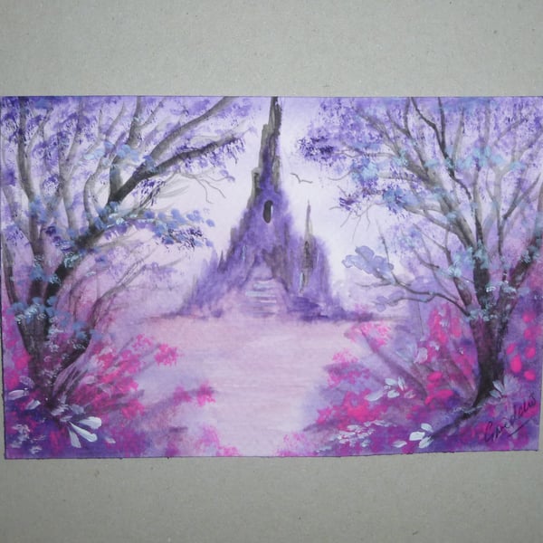 small watercolour original art fantasy painting ( ref FA 493 D1 )