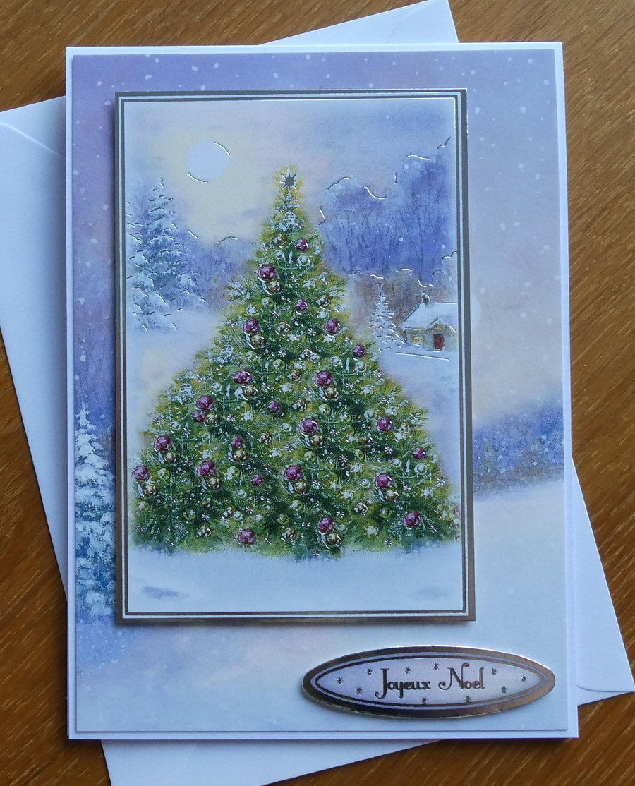 Christmas Card - Christmas Tree In Moonlight