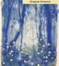 Firefly forest gouache and mixed media painting, landscape artwork - Image 6
