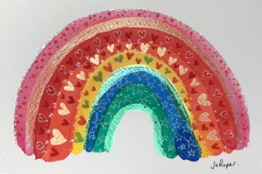 GRACIE brightly coloured RAINBOW painting Jo Roper