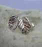 Fine silver leaf stud earrings - Image 2