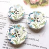 Blue meadow wooden buttons x6