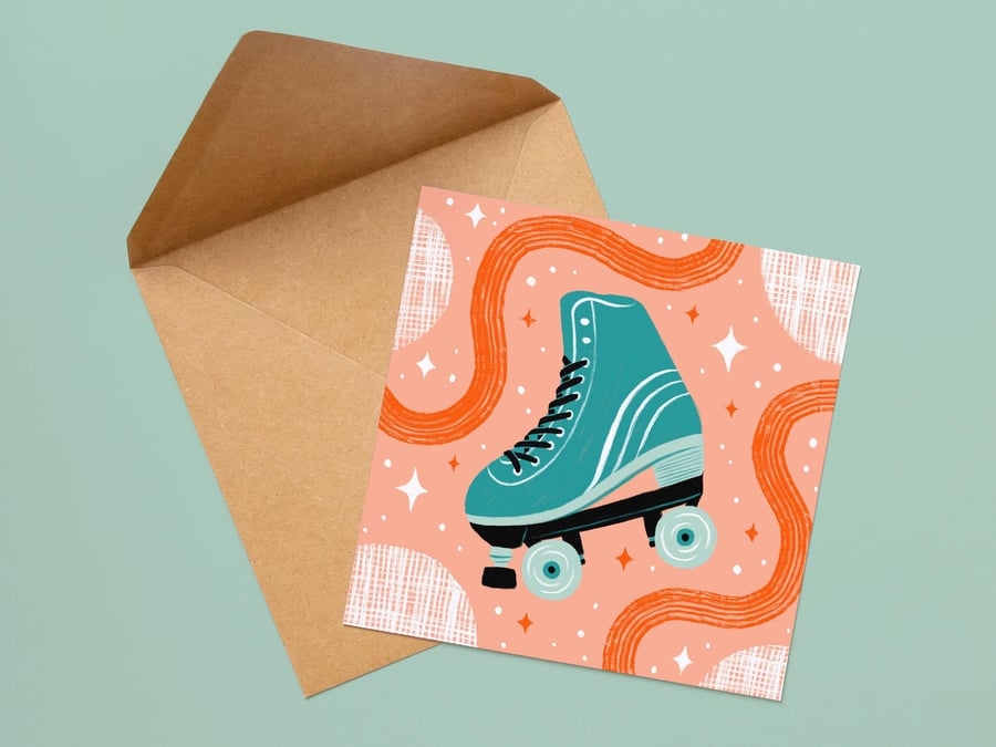 Roller Skate Birthday Card: Vintage-Inspired Greetings Card