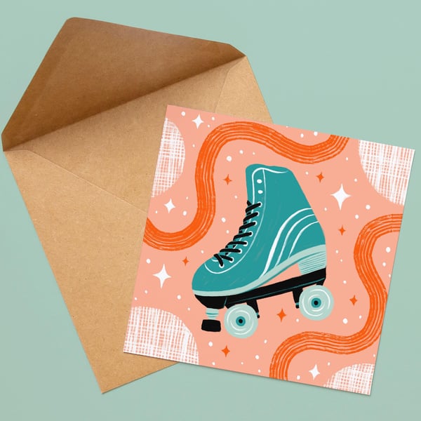 Roller Skate Birthday Card: Vintage-Inspired Greetings Card