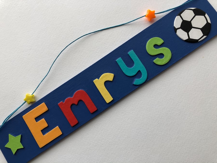 Personalised Navy Blue Football Name Plate