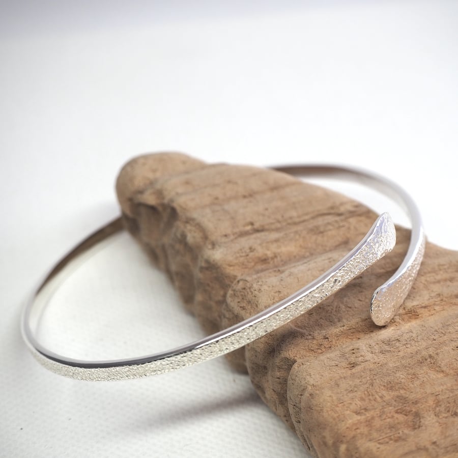 Solid Sterling Silver Forged Bangle