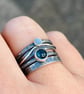Blue Topaz Stack Ring, silver stack ring, oxidised stack ring, London blue Topaz - Image 5